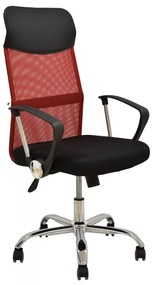 Cadeira de escritório GINO (H), rede vermelha, tecido preto