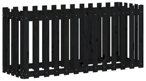 Canteiro elevado c/ design cerca 150x50x70cm pinho maciço preto
