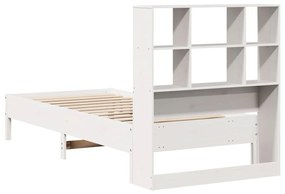 Cama com estante sem colchão 100x200 cm pinho maciço branco