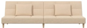 Sofá-cama 2 lugares com duas almofadas tecido cor creme