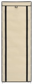Sapateira com cobertura 57x29x162 cm tecido creme
