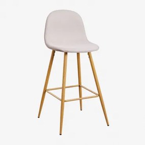 Pacote De 2 Bancos Altos Glamm Beige Creme & ↑75 Cm & Madeira Natural - Sklum