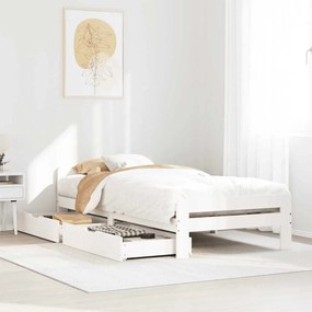 vidaXL Cama sem colchão 75x190 cm madeira de pinho maciça branco