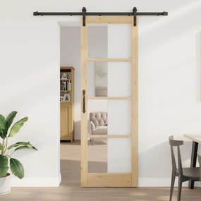 vidaXL Porta Deslizante ORKDAL Natural e Preto 78 x 232 cm