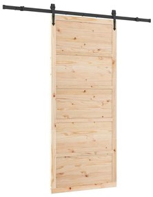 Porta Deslizante Castanho 80 x 208 cm Madeira de pinho maciça