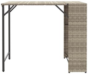 5 pcs conjunto de jantar p/ jardim dobrável vime PE cinza-claro