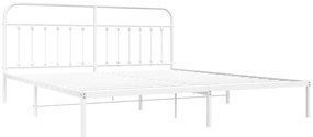 Estrutura de cama com cabeceira 200x200 cm metal branco