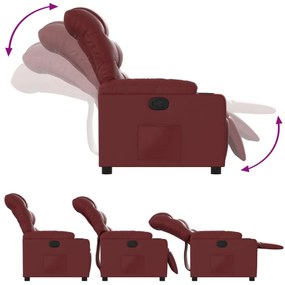 Poltrona reclinável couro artificial vermelho tinto