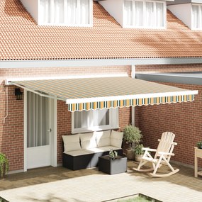 vidaXL Toldo Retrátil Automático Verde e Amarelo 400x300 cm
