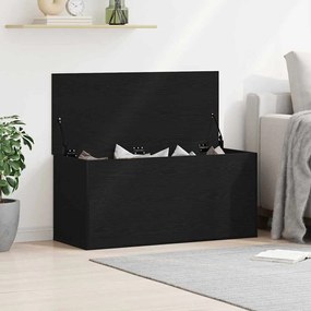 Caixa de Armazenamento vidaXL com Tampa Madeira de Carvalho Preta 100x42x46 cm Madeira Engenharia