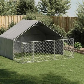 Canil exterior para cães com corredor 3x3x1,9 m aço galvanizado