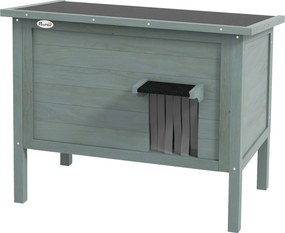 Casinha para gatos, casinha exterior elevada em madeira com teto basculante e isolamento, 85 x 50 x 68,5 cm, cinzento escuro e preto