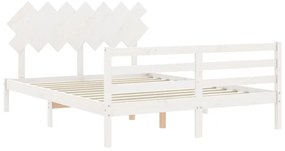 Estrutura de cama King Size com cabeceira madeira maciça branco