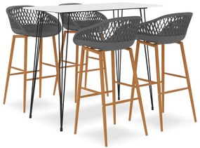 vidaXL 5 pcs conjunto de bar branco e cinzento