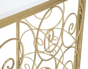 MESA CONSOLA ESPIRAL 140X36X82 CM DOURADA E BRANCA