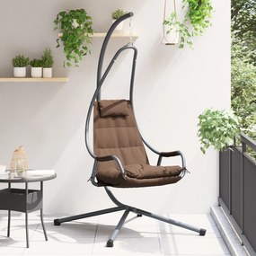 vidaXL Cadeira Suspensa com Suporte e Almofada Café Aço