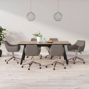 vidaXL Cadeiras de jantar giratórias 6 pcs tecido cinzento-acastanhado