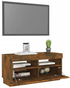 Móvel de TV com luzes LED 80x35x40 cm carvalho fumado