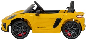 Carro elétrico para Crianças 12V Porsche Spyder RS 718 com Rodas Espuma EVA, assento couro ecológico Carga até 30 kg Pintado Amarelo