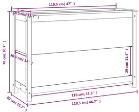 Canteiro elevado de jardim 119,5x40x78 cm pinho maciço branco
