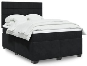 vidaXL Cama com molas/colchão 160x200 cm veludo preto