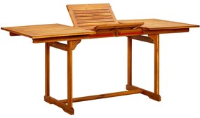 316568 vidaXL Mesa de jantar p/ jardim (120-170)x80x75 cm acácia maciça