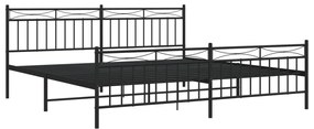 Estrutura de cama com cabeceira e pés 200x200 cm metal preto