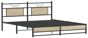 Estrutura de cama sem colchão 180x200cm metal carvalho sonoma