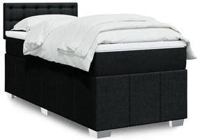 Cama com molas/colchão 90x200 cm tecido preto
