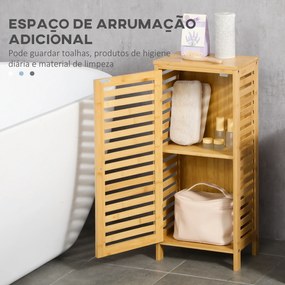 Armário Auxiliar Casa de Banho de Bambu Armário Casa de Banho com Prateleiras Ajustáveis Anti-Tombo 30x19,9x70 cm Madeira