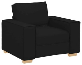 Conjunto de Sofá de 3 Peças com Almofadas em Tecido Preto