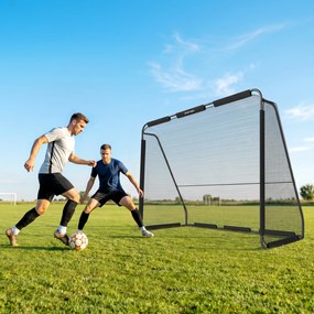 Baliza de Futebol para Jardim 300x120x200 cm com Rede Resistente, Estrutura Metálica e Estacas, Preto