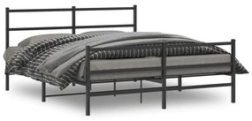 355385 vidaXL Estrutura de cama com cabeceira e pés 150x200 cm metal preto