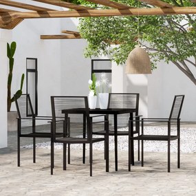 5 pcs Conjunto de jantar para jardim preto
