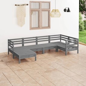 vidaXL 6 pcs conjunto lounge de jardim pinho maciço cinzento