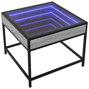 Mesa de centro luzes LED Infinity 50x50x41 cm cinzento sonoma