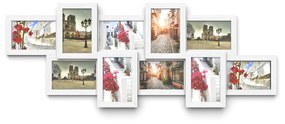 Moldura para colagem de fotos SONGMICS para 10 fotos em moldura de 4" x 6" (10 x 15 cm) para montagem na parede, com acabamento em madeira branca RPF21W