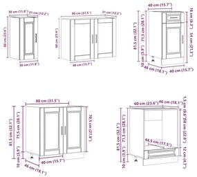 8 peças armário de cozinha conjunto Kalmar branco brilhante