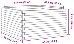 Vaso/floreira de jardim 90x90x46 cm pinho maciço castanho-mel