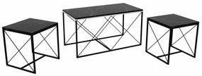 Conjunto de Mesas de Centro Defne – Preto – 100x52x50 cm / 45x52x45 cm