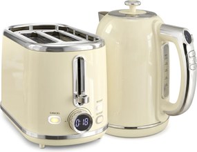 HOMCOM Conjunto de chaleira e torradeira com ecrã LED, chaleira de 1,7 L com função manter quente por 3 h, Creme | Aosom Portugal