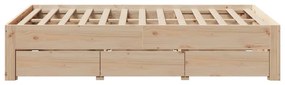 Cama sem colchão com gavetas 120x190 cm madeira de pinho maciça