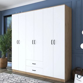 Guarda-roupa BA111 – Nogueira e Branco – 210 cm x 210 cm x 51,5 cm