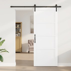 Porta Deslizante vidaXL com Conjunto de Ferragens Branca 86x211 cm Mad