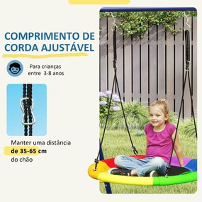 Conjunto de Baloiços 6 em 1 para Crianças com Ninho Escada Rede de Escalada Cesto 350x183x200 cm Multicolor
