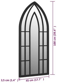 Espelho de jardim p/ uso exterior ferro 100x45 cm preto