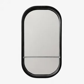 Espelho De Parede Oval 50x90 Cm Para Casa De Banho Com Prateleira Warien Preto - Sklum