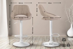 Banco de bar Milet em tecido e com estrutura branca 46,5 x 85-105,5 x 48 cm Castanho acinzentado