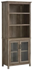 HOMCOM Estante com armário multifuncional com prateleiras ajustáveis Expositor para cozinha grão de madeira escura 76  x 40  x 180 cm