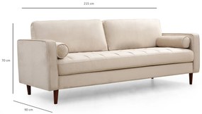 Sofá de 3 Lugares Rome – Bege – 215 x 90 x 70 cm